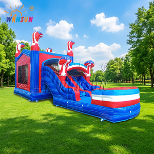 WINSUN American Flag <b>Inflatable</b> Bounce <b>House</b> with Dual Slides PVC Waterproof Fireproof Commercial Grade Kids Party Amusement - Product Image 1