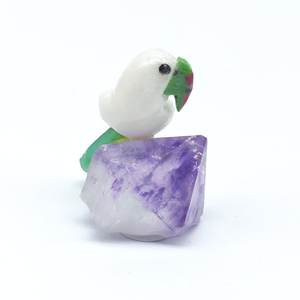 BJ2621แกะสลักนกแก้วทับทิม zoiset/ แคลไซต์สีขาว/สีคริสโซเพรส/อเมทิสต์ - Product Image 1