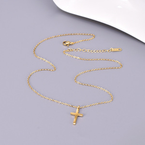 18k Clean <span class=keywords><strong>Fit</strong></span> 18K oro placcato in acciaio inossidabile minimalista gioielli religiosi croce collana pendente delle donne - Product Image 3