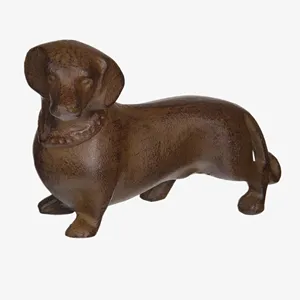 Großhandel Antike Eisen Wirkung Harz Tier Hund Figurine Stehen Dackel Hund Statue Kupfer Rost Wirkung, Antiken Stil