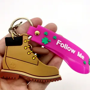 Custom Wholesale Shoes Keychain 3d Rubber Pvc Shoes Key Ring Shoes Pendant 2D Mini Soft Pvc Rubber Keychain