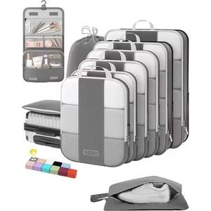 Ensemble de 10 cubes de compression pliables en polyester tendance, personnalisables, avec sangle réglable, fermeture éclair, imperméables, pour voyage - Product Image 3