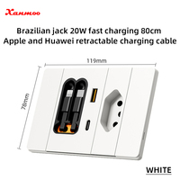 Cable Retráctil Tipo C de Carga Rápida USB 2.0 de 20 W para Teléfonos Apple y Android, Enchufe Brasileño