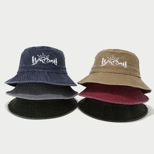 Casquette de pêcheur personnalisée avec broderie de paysage montagneux, en coton délavé, chapeau de pêcheur, chapeau de soleil - Product Image 3