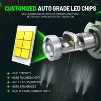 HYNBYZJ Phares de voiture à lentille de projecteur LED 12V 140W, feux de croisement et de route, 18000LM, mini lentille de projecteur 6500K, à branchement direct, en promotion