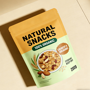 Sachet Doypack <span class=keywords><strong>pour</strong></span> flocons <span class=keywords><strong>d</strong></span>'<span class=keywords><strong>avoine</strong></span> et granola bio, imprimé avec logo personnalisé, en VMPET PE de qualité alimentaire avec fermeture zip - Product Image 2