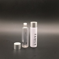 Flacon de sérum PET transparent/mat blanc de 20 ml, haut et rond, à épaule plate, avec bouchon pompe, pour kit de voyage cosmétique