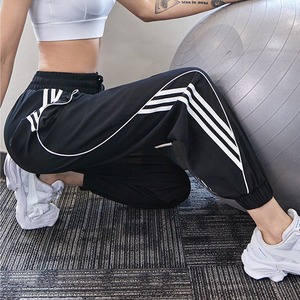 Quần Nỉ Mỏng Dáng Rộng Nhanh Khô Quần Legging Nữ Quần Yoga Thường Ngày Cạp Cao Ba Thanh Màu Chính Tả Chạy Bộ Thể Dục - Product Image 2