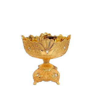 บ้านชุบทองหรูหราทันสมัยห้องครัวผลไม้โต๊ะตกแต่งนำมาใช้ใหม่โลหะที่ให้บริการลูกอมวันที่ชามเก็บขนมขบเคี้ยว - Product Image 1