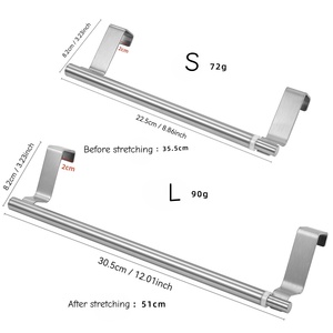 Portasciugamani Telescopico da <span class=keywords><strong>Cucina</strong></span> in Acciaio Inox, Barra Portasciugamani a Lunghezza Regolabile, Supporto per Asciugapiatti da Appendere Sopra la <span class=keywords><strong>Porta</strong></span> del Mobile - Product Image 2