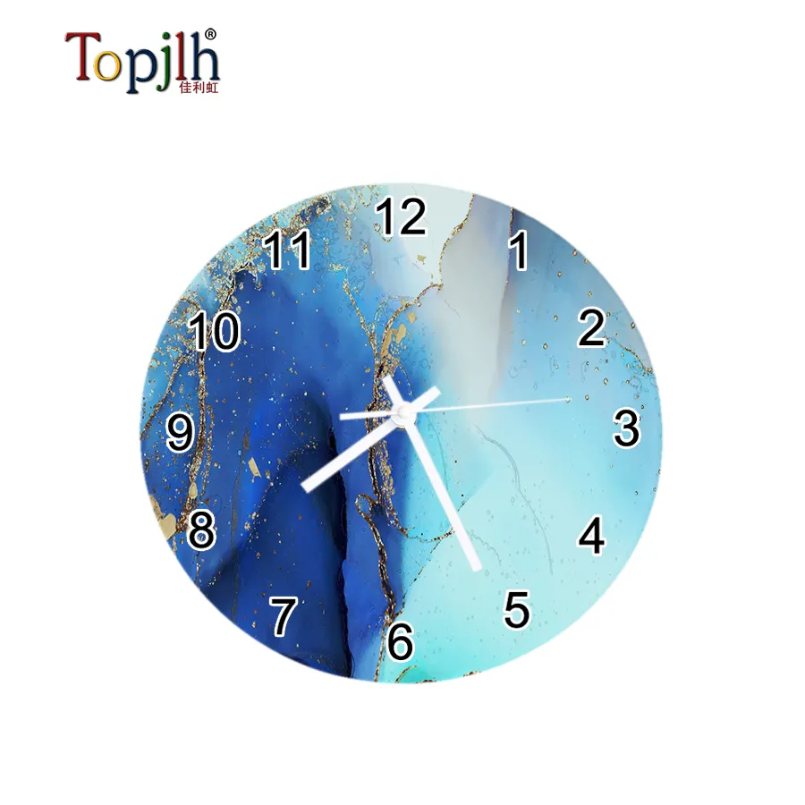 Topjlh blanke sublimations-hängende Wanduhr individueller moderner Kunststil mit Quarzglas-Nadel-Display für Schlafzimmer Heimdekoration