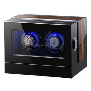 2024 Classic Series high gloss Finish Black microfiber leather Wooden Automatic Watch winder