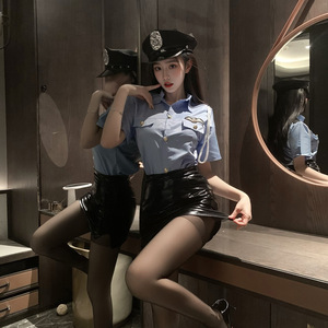 ชุดตำรวจหญิงสุดเซ็กซี่ สไตล์สาวออฟฟิศ กระโปรงหนังรัดรูป ชุดคอสเพลย์สำหรับผู้หญิง - Product Image 3