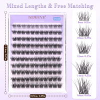 Lot de 110 faux cils noirs et marron sans colle, style 5D volumineux, longueurs mixtes, courbure D, auto-adhésifs, réutilisables