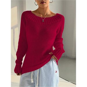 Suéter Personalizado para Mujer, Cuello Barco, Tejido de Punto, Manga Larga Asimétrica, Top de Otoño Antipilling 14 Gg - Product Image 1