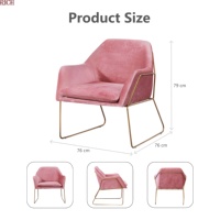 Fauteuil d'appoint moderne et élégant avec structure métallique et revêtement en tissu pour appartement, salon, hôtel, bureau, salon de coiffure, hall d'entrée