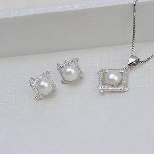 Boucles d'oreilles carrées en argent S925 pour femmes, 5-7 perles, accessoires de bijoux DIY, support vide pour ensembles de bijoux fins semi-finis - Product Image 2