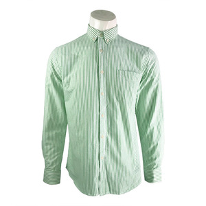 Nouveau design hommes manches longues vertical vert menthe blanc chemise décontractée rayée - Product Image 1