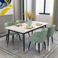 Ensemble de table à manger avec plateau en marbre, meubles de maison, restaurant, chaises de salle à manger, carré