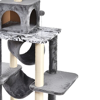 Arbre à chat multi-niveaux gris en bois, tour pour chat du sol au plafond, rampe à gratter, meuble d'escalade pour chats