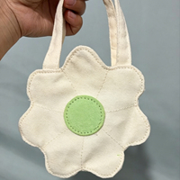 Bolso de Mano de Lona con Diseño de Mini Margaritas ZHYD, Pétalos Beige, Centro Verde, Bolso Tipo Tote Pequeño y Bonito para Niñas, Uso Diario Informal, Regalo