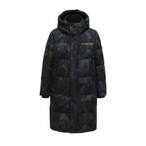 Logo personalizzato inverno uomo lungo cappotto imbottito piumino caldo Plus Size nero con cappuccio piumino d'anatra uomo Parka