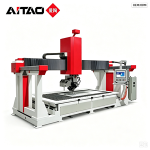 Machine de découpe CNC 5 axes intégrée avec lame de scie à pont et découpeur à jet d'eau pour pierre frittée, quartz, marbre, granit, plan de travail 1200 mm - Product Image 3