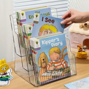 <b>Childrens</b> Picture Book Display Rack 3 Tier Transparent Acrylic <b>Storage</b> Organizer For Books <b>Desk</b> Use - Product Image 3