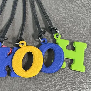 Customized Color Bag Pendant Genuine Leather Material Three-Dimensional Letter Car Key Pendant