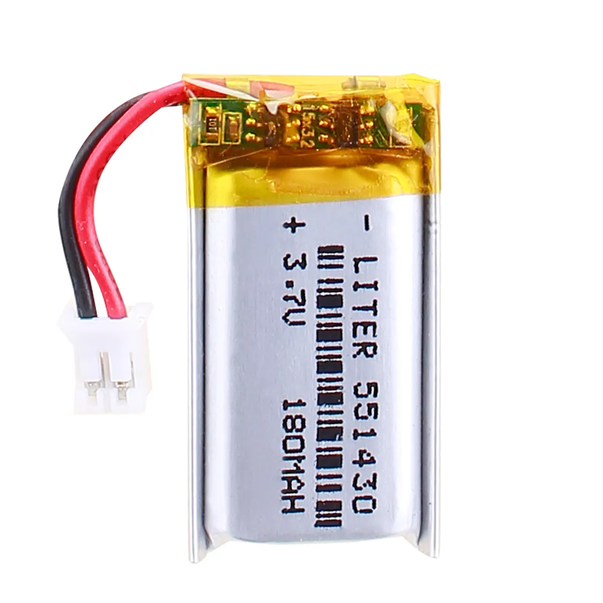 3.7V 180mAh 551430 rechargeable li polymer battery With 2pin PH 2.0mm connector