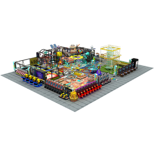 Aire de jeux intérieure pour enfants avec trampoline, filet d'escalade arc-en-ciel, thème spatial, équipement de jeux pour enfants - Product Image 2