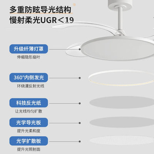 <b>Ceiling</b> <b>Fan</b> Light With Led Light Source For Living Room Bedroom Fixed Blade Invisible <b>Fan</b> Light From Zhongshan - Product Image 1