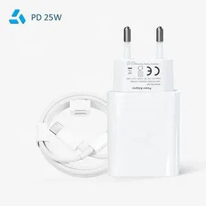 Vendita calda CE RoHS USB C Super veloce caricabatterie con cavo PD25W intelligente controllo della temperatura EU caricabatterie rapido per tablet portatili