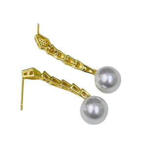 22474DIY S925 <b>Silver</b> Jewelry <b>Earrings</b> with 10-15mm Round Beads Empty Tray and Earnail Fashion Accessories with DIY <b>Pearl</b> - Product Image 5