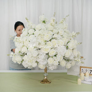 Boules de fleurs artificielles en soie DKB, centres de table, roses bordeaux, ivoire, or, décorations de table de mariage, grandes et petites fleurs de mariage - Product Image 3