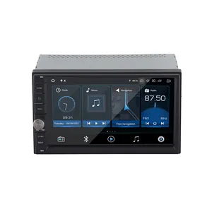 PTENGD système multimédia universel Android autoradio 2 din 7 pouces écran tactile lecteur stéréo de voiture avec bouton tournant lecteur Dvd de voiture
