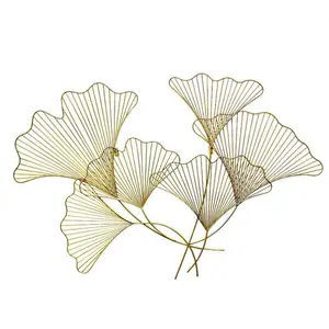 Wanddecoratie Ijzer Gingko Leaf Creatieve Hanger Woonkamer Hotel Achtergrond Muur Decoratieve Kunsten En Ambachten