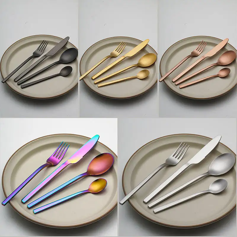 Modern Besteck set Restaurant Food Grade Stainless Steel Gold cutlery Gold Knife Fork Spoon Cutlery For Wedding