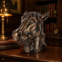 Statue de buste d'équidé en bronze sur mesure - Finition bronze-doré antique, entièrement adaptée aux spécifications, sculpture en bronze