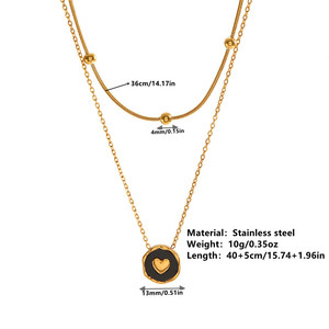 Kalung Wanita Model Ular Baja Anti Karat Berlapis Mutiara Hitam Fashionable Double-Layer Cangkang Hitam Mewah Ringan 18K Perhiasan Pesta Islami - Product Image 4