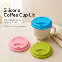 Couvre-gobelet en silicone de qualité alimentaire, couvercle de bouteille réutilisable, couvercle en silicone de forme ronde pour gobelets à emporter, fabricant OEM ODM