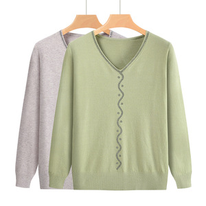 Maglione Lavorato a <span class=keywords><strong>Maglia</strong></span> con Effetto <span class=keywords><strong>Glitter</strong></span> e Perline Termosaldate, Scollo a V, Pullover per <span class=keywords><strong>Donna</strong></span> - Product Image 4