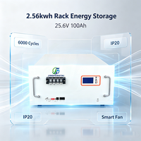 Batterie LiFePO4 fiable à montage en rack 25,6V 100Ah 2,56kWh, avec écran LCD, BMS intelligent, plus de 6000 cycles pour la sauvegarde des télécommunications