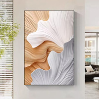 Peinture murale moderne de paysage avec feuilles de ginkgo, peinture en porcelaine de luxe encadrée avec cristaux pour la décoration du salon