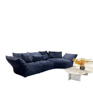 Sofá esquinero minimalista italiano de chenilla en forma de L, diseño semicircular para sala de estar, apartamento pequeño, muebles curvos modernos - Product Image 5