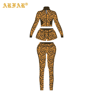 Completo Sportivo Donna Primavera 2026, Tuta Trendy con Stampa Leopardata, Giacca Aderente e Pantaloncini, Set Donna Personalizzabile con Logo - Product Image 2