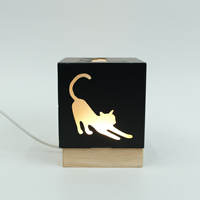 Lampu meja Usb seri kucing hitam, lampu malam logam Usb besi untuk pecinta kucing
