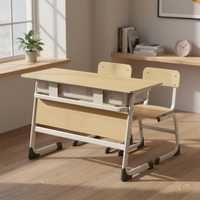 Ensemble de bureau et chaise scolaire double en bois personnalisable, mobilier de salle de classe pour étudiants