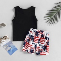 Vêtements d'été en gros pour garçons, style vacances, imprimé USA, gilet sans manches en coton pour enfants, costume de bébé, tenue de dessin animé