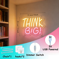 Letrero LED de Neón Acrílico Think Big de Neonawall, IP65, Alimentado por USB, Luz de Pared Regulable para Tiendas, Hogar, Oficina, Regalo de Navidad